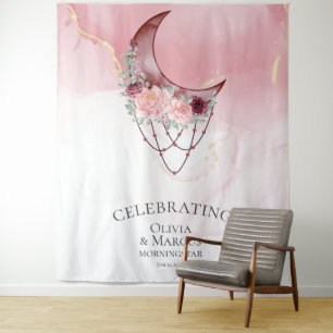 Tenture BOHO Aquarelle Rose Poussiéreux Céleste