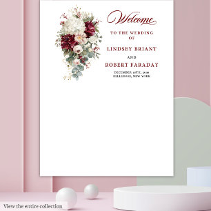 Tenture Boho Burgundy Blanc Élégant Mariage Floral Prop