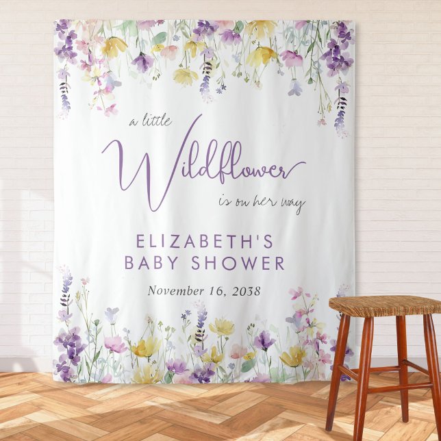 Tenture Boho Fleur sauvage Baby shower aquarelle Bienvenue (Créateur téléchargé)