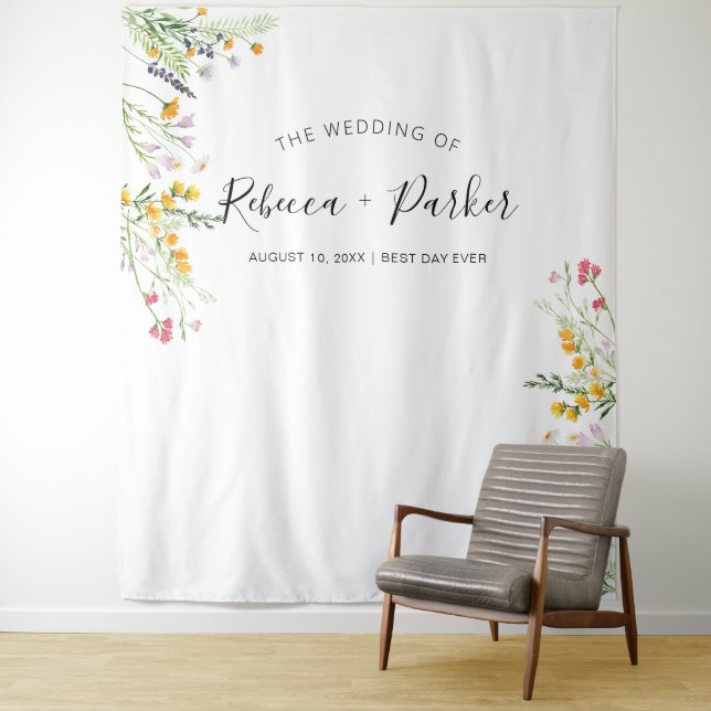 Tenture Boho fleur sauvage MARIAGE en arrière-plan Cabine  (En situation)