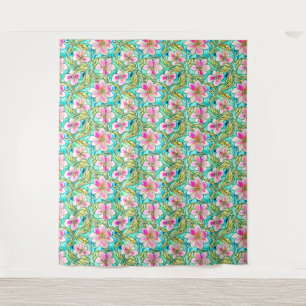 Tenture Boho Floral Art Nouveau Aquarelle Répéter le Motif