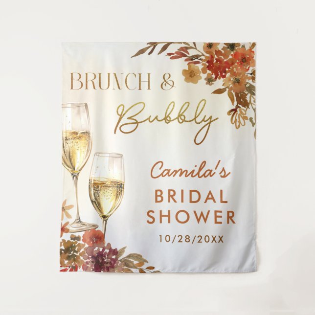 Tenture Boho Floral Brunch et Bubbly Fête des mariées (Devant)