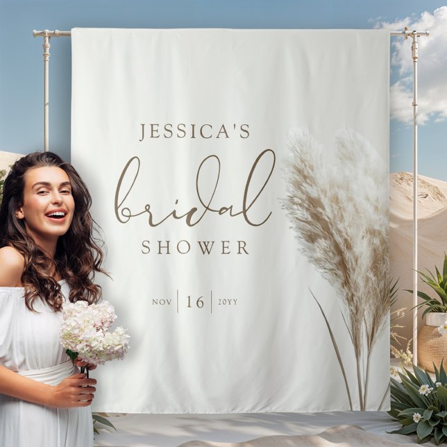 Tenture Boho Neutre Fête de Mariage avec Herbe des Pampas  (Créateur téléchargé)