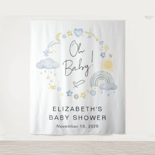 Tenture Boho Rainbow Boy Baby shower Accueil arrière-plan