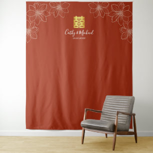 Tenture Boho rouge moderne floral mariage chinois
