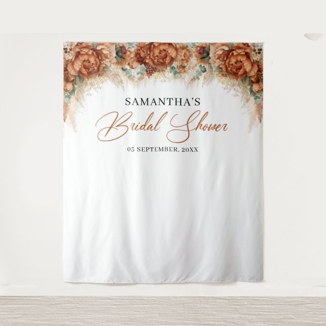 Tenture Boho Terracotta orange brûlé cuivre douche de mari (Devant)