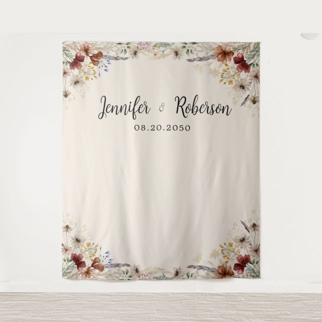 Tenture Boho Tiny Mariage Fleur sauvage Backdrops (Devant)