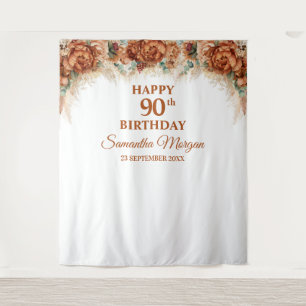 Tenture Boho tropical herbe de la pampa palmier 90e annive