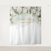 Boho White Roses mariage vert et or
