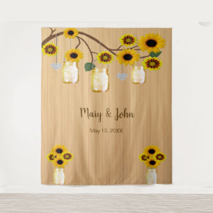 Tenture Bois rustique Jaune Floral Mason jarre fond photo