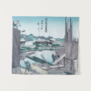 Tenture Boisage japonais Ukiyo-e de construction par