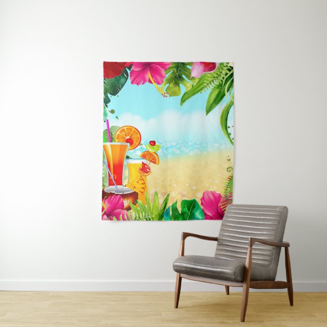 Tenture Boissons de plage d'été tropicales Toile de fond A (En situation)