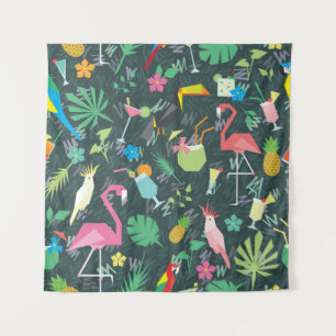 Tenture Boissons D'Oiseaux Tropicaux : Vibrant Sans Fil.