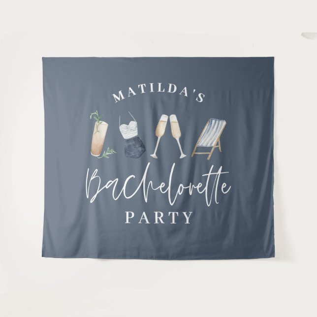 Tenture Boissons modernes girly bleues pour enterrement de (Devant (Horizontal))