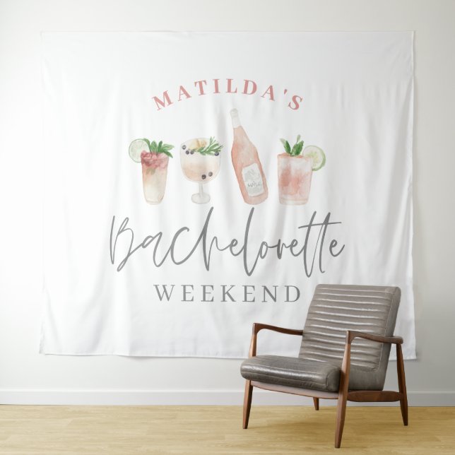 Tenture Boissons modernes girly rose weekend d'enterrement (En situation (horizontale))
