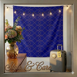 Tenture Boîte géométrique dorée élégante Design Bleu marin