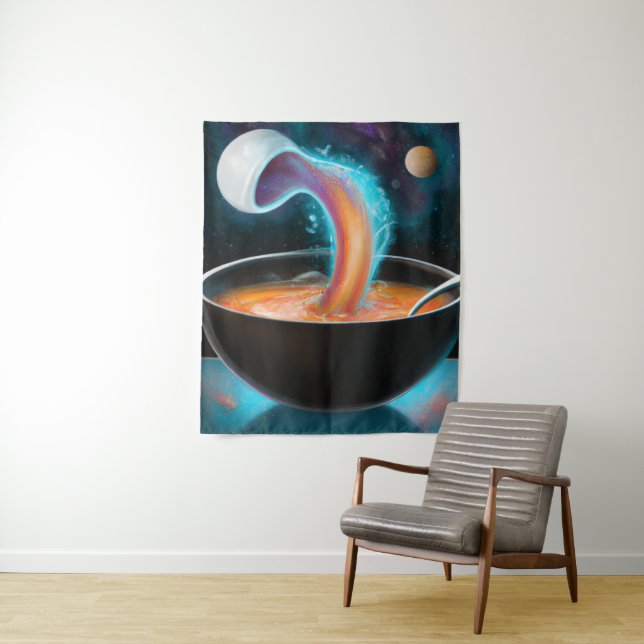 Tenture Bol cosmique du portail de soupe art numérique (En situation)