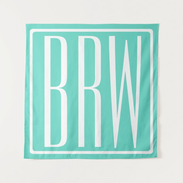 Tenture Bold Modern | White on aqua (Devant)
