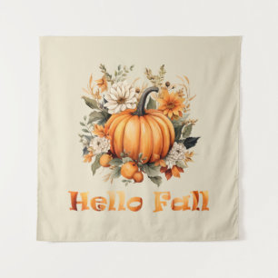Tenture Bonjour automne aquarelle fleurs sauvages feuilles