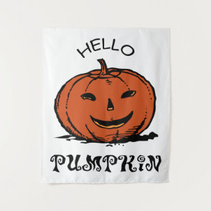Tenture Bonjour citrouille jack-o-lanterne illustration, N