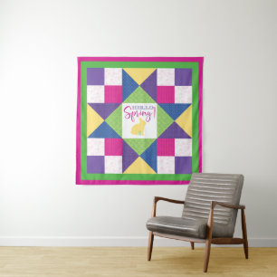 Tenture Bonjour Spring Ohio Star Quilt Block Motif
