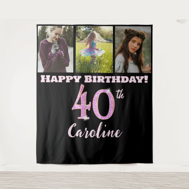 Tenture Bonne fête du 40e anniversaire, Parties scintillan (Devant)