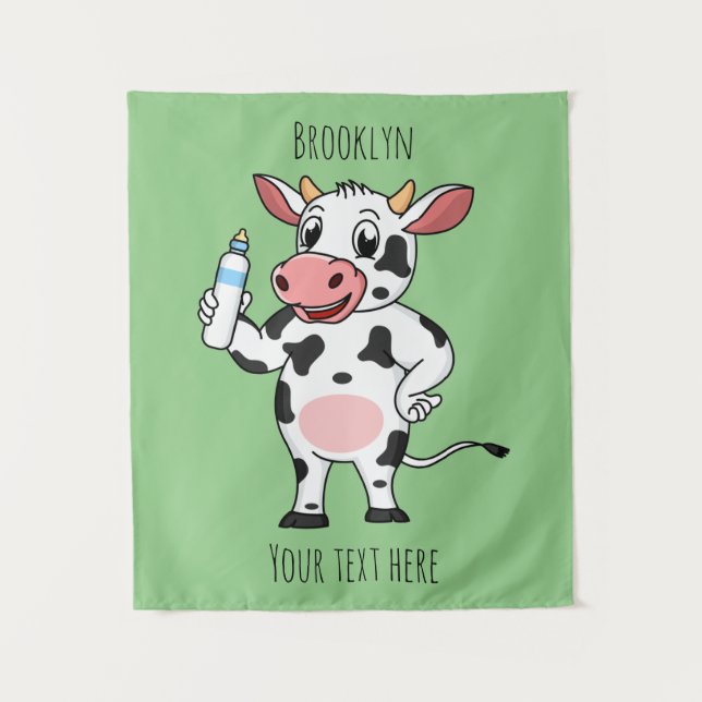 Tenture Bonne vache avec dessin animé de biberon (Devant)