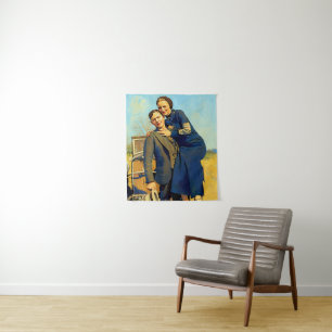 Tenture Bonnie Parker Clyde Barrow 1933 Faux Peinture