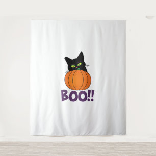 Tenture Boo Funny Jolly Chat Pékin Citrouille Halloween pa