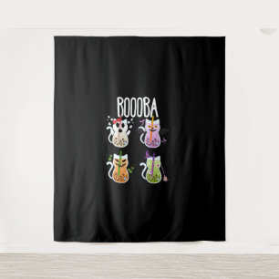 Tenture Boooba Kawaii Boba Boire du thé Amoureux des chats