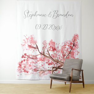 Tenture Booth Mariage photo rose fleur de cerisier