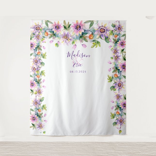 Tenture Booth Mariage rose Floral en arrière-plan (Devant)