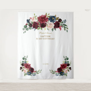 Tenture Booth photo baptême 1er anniversaire Floral Bourgo