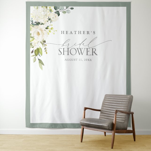 Tenture Booth Photo Fleurs Aquarelle Vert Élégant pour Mar (En situation)