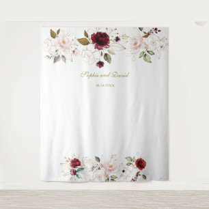 Tenture Booth Photo Mariage Burgundy Blush Gold Floral