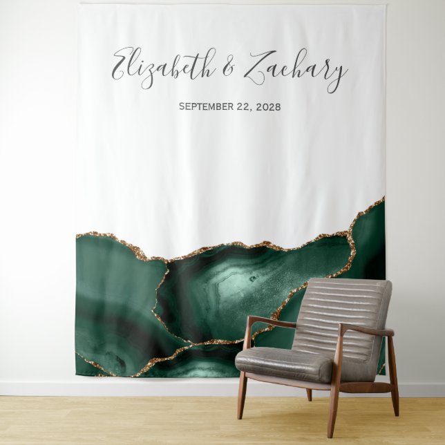Tenture Booth photo Mariage Emerald Green Gold (En situation)