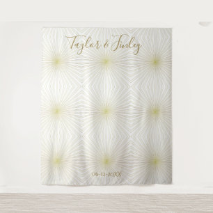 Tenture Booth Photo mariage fond blanc or déco lumière