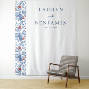 Tenture Bordure Florale Bleue Élégante