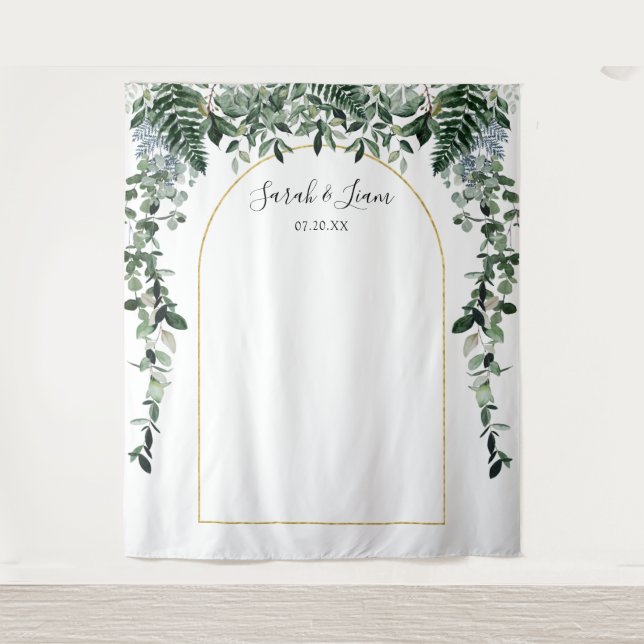 Tenture Botanic Boho Arch Mariage Photo de fond (Devant)