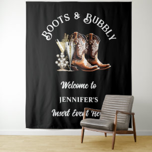 Tenture Bottes de cowgirl occidentales noires blanches chi