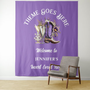Tenture Bottes de cowgirl occidentales violettes florales 