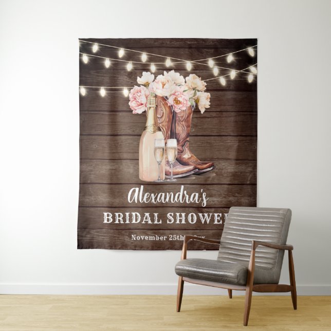 Tenture Bottes de cowgirl rustiques Toile de fond de BABY- (En situation)
