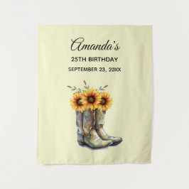 Tenture Bottes rustiques Cowboy avec tournesol Anniversair