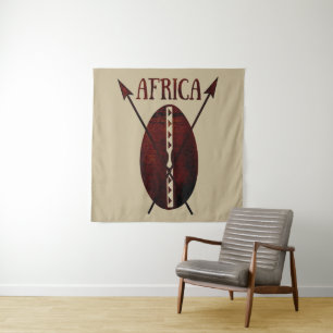 Tenture Bouclier tribal africain lance art afro