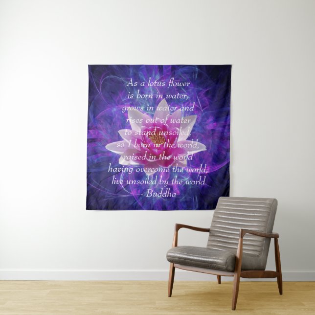 Tenture Bouddha citation Lotus flower (En situation)