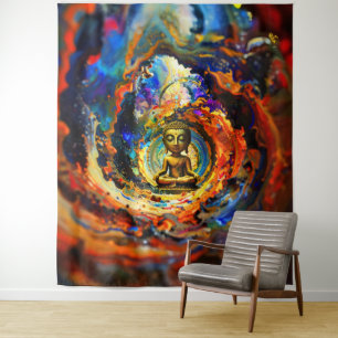Tenture Bouddha de style Rorschach 80x60 001