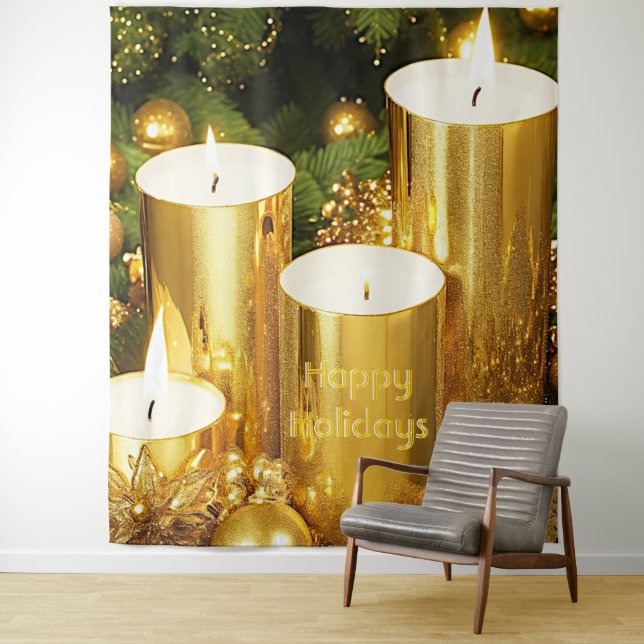 Tenture Bougies d'or Noël (En situation)