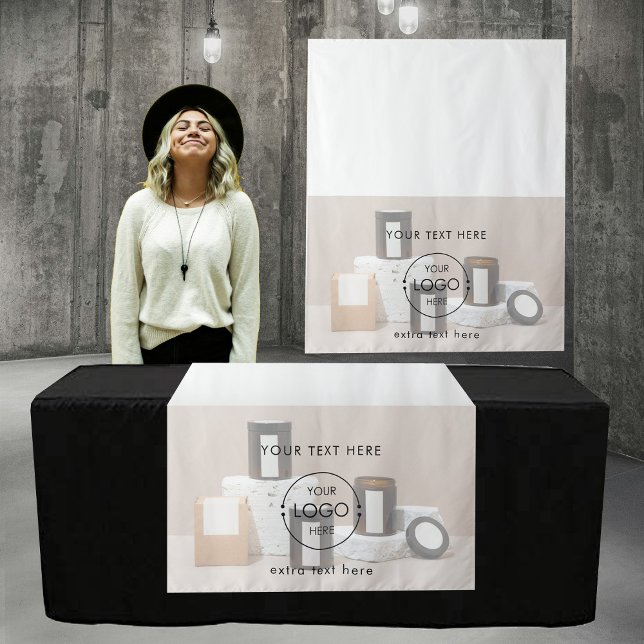 Tenture Bougies Pop Up Shop Table Runner S'inscrire Logo V (Candles Pop Up Shop Table Runner Sign Logo Vendor Tapestry)