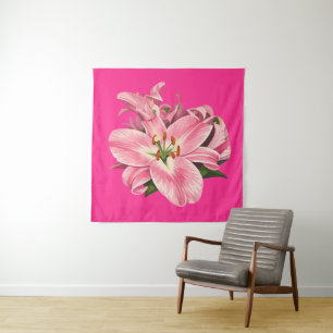 Tenture Bouquet de fleurs de lys rose