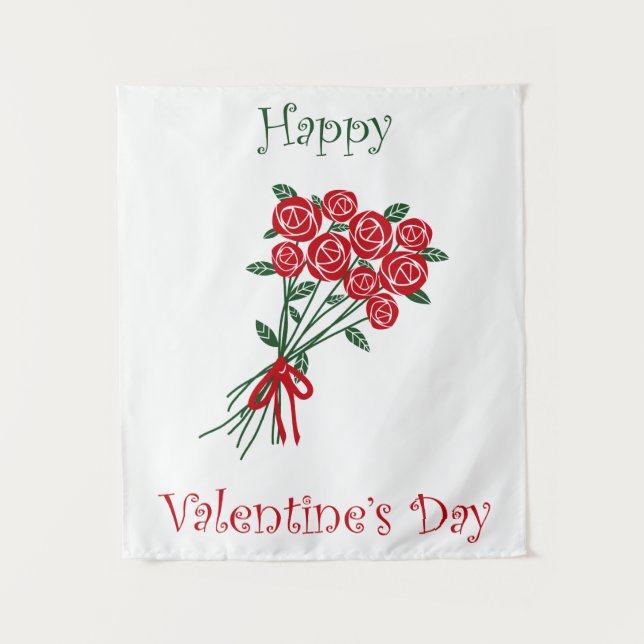 Tenture Bouquet de fleurs rouges pour la Saint-Valentin (Devant)